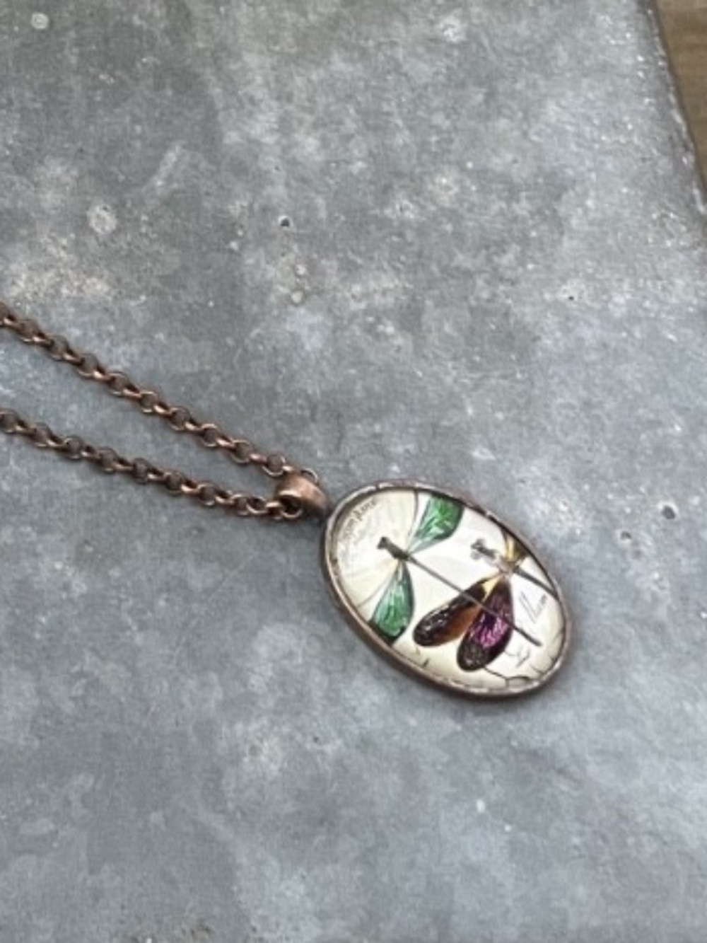 Dragonfly Pendant bronze tone Necklace